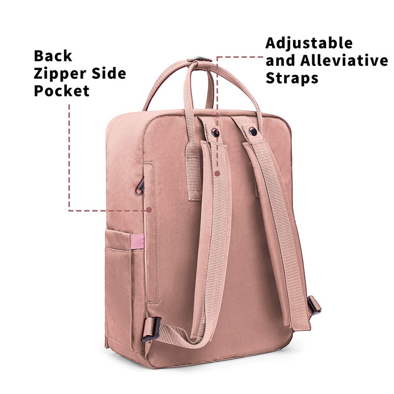 KALIDI Casual Laptop Backpack 15 Inches Classic Camping Rucksack Travel Outdoor Square Daypack College Hiking Gym Bag, Pink - Image 4